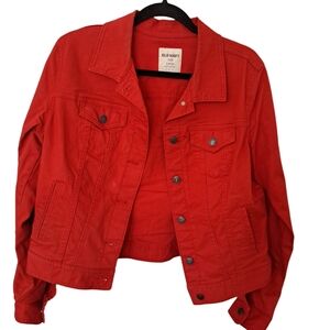 Old Navy Ladies stretchy red denim jacket